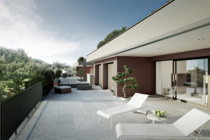 Terrassenhaus Überbauung Rebhügel by Krewo Immobilien AG