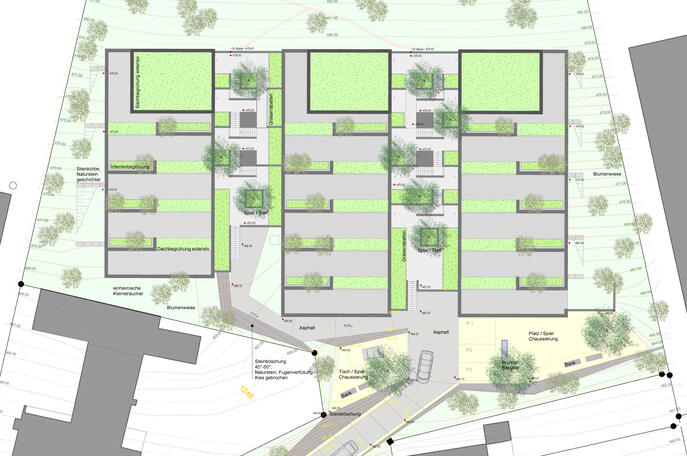 Terrassenhaus Überbauung Rebhügel by Krewo Immobilien AG