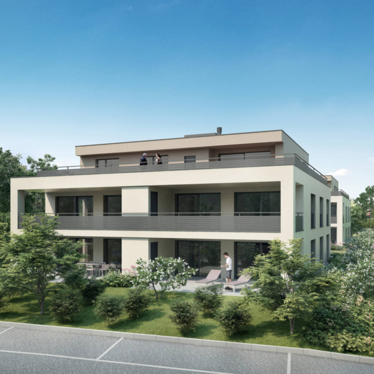 Visualisierung Neubau Sunnefeld in Gipf-Oberfrick - Ansicht von der Schulstrasse
