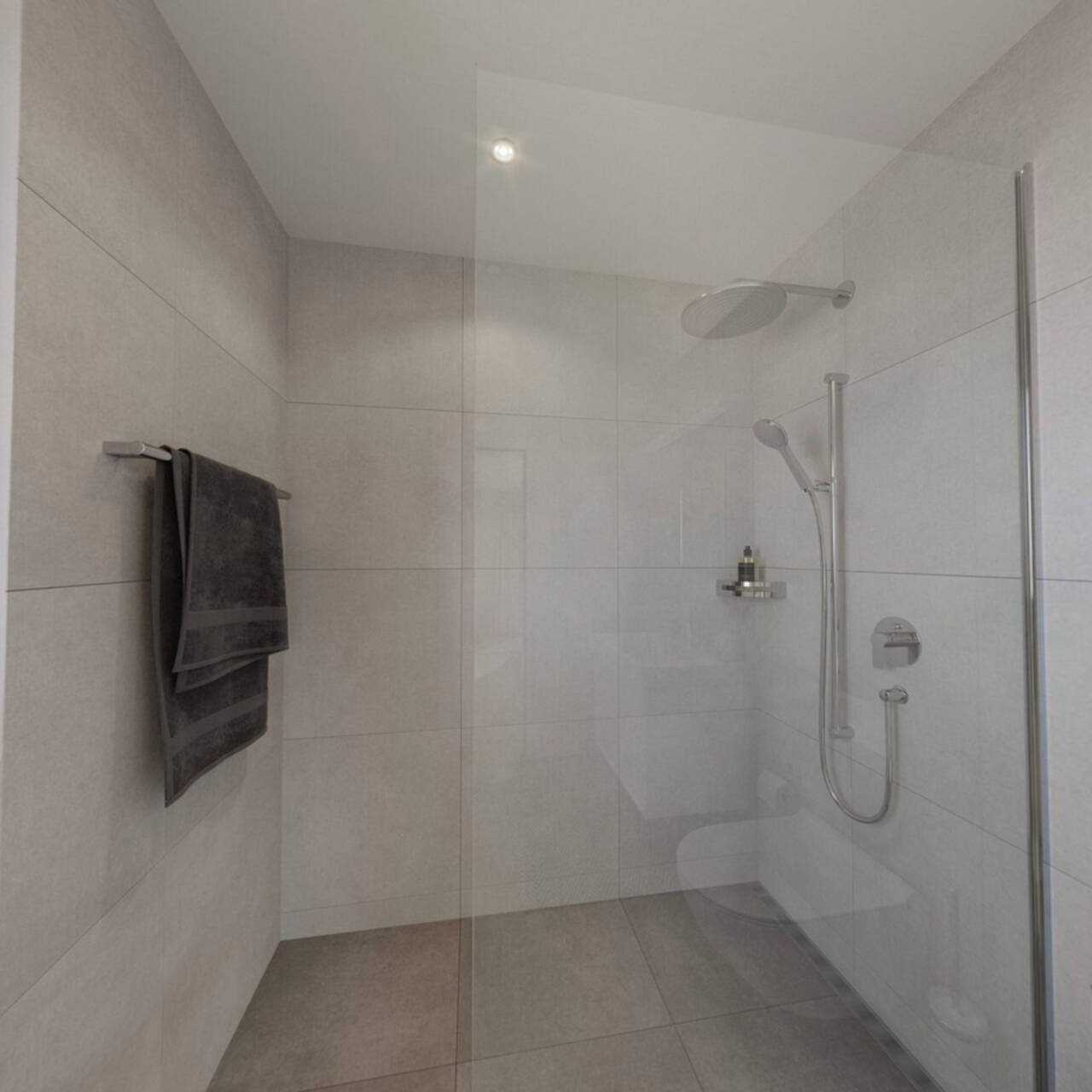 Tageslicht Badezimmer mit Regendusche